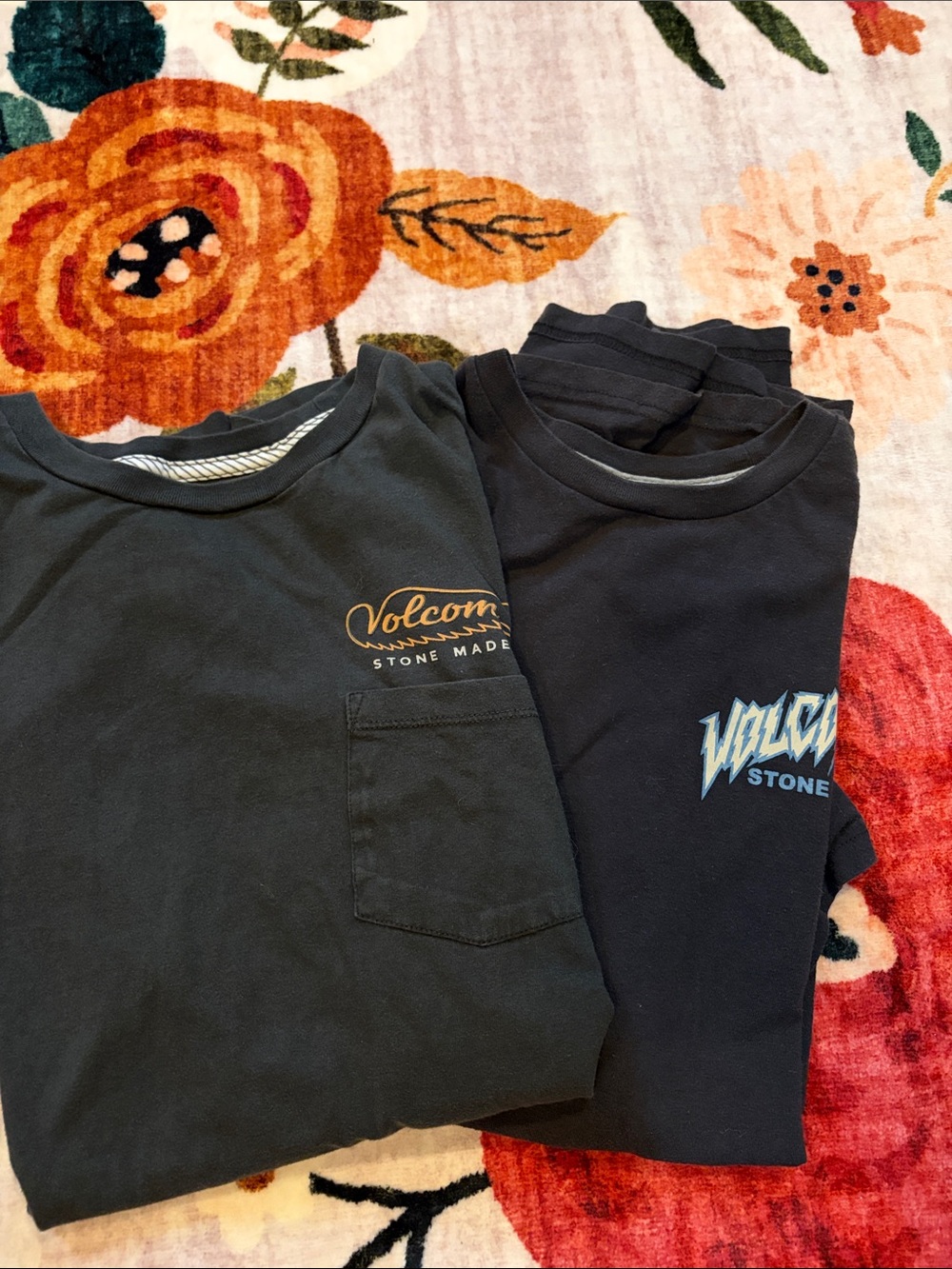 Volcom Kids' Black and Dark Gray Graphic Pocket Tees